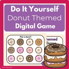 a donut themed game with the words do it yourself, donuts and doughnuts