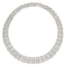 Diamond, 18k White Gold Necklace The necklace features full-cut diamonds weighing a total of approximately 21.60 carats, set in 18k white gold. Gross weight 156.00 grams. Length: 17-3/4 inches Diamond Average Color: H Diamond Average Clarity: SI Diamond Shapes: Round Brilliants Diamond Count: 1000+ Overall Condition: One Diamond is Missing Notes: Marked: 18K. Brides Jewelry, Victorian Pendant Necklace, Coins Jewelry, Elegant Choker, Stylist Outfit, Small Collectibles, Marquise Shape Diamond, Pearl And Diamond Necklace, White Gold Necklace