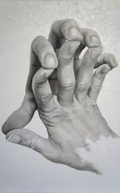 a black and white drawing of a hand holding something in it's palm,