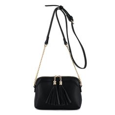 PRICES MAY VARY. 8" (W) x 5.5" (H) x 3" (D) Tassel Zipper Closure; 1 inside zipper pocket Adjustable Shoulder Strap with min 22" to max 25" drop Solid tone faux leather body, two tassel-front, and gold tone hardware Ideal for small items like small wallet, card holder, cell phone, cosmetics, keys, and etc. Bag With Chain, Wallet Card, Small Crossbody Bag, Small Crossbody, Small Purse, Small Wallet, Handbags For Women, Chain Strap, Purses And Handbags