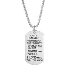 Men's stainless steel ALWAYS REMEMBER dog tag pendant Marine Dog, Dog Tag Pendant, Always Remember You, Stronger Than You, Dog Tag, Always Remember, Dog Tags, Dog Tag Necklace, Thinking Of You