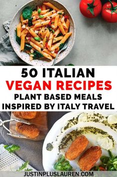 italian vegan recipes with text overlay