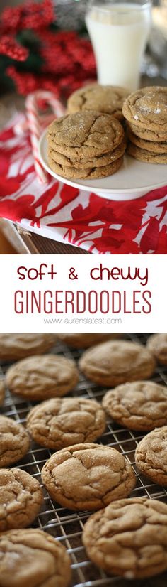 soft and chewy gingerdoodle cookies on a cooling rack