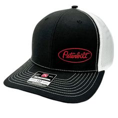 PRICES MAY VARY. Peterbilt logo embroidered on the front Officially licensed Peterbilt product Mesh panels for breathability. Snapback closure for a secure fit Fits head sizes between 7" and 7 3/4" Black front crown with white mesh The Richardson 112 Trucker Hat is a classic trucker style hat with a black crown and white mesh. It features an embroidered Peterbilt logo on the front corner. It is one size fits most and has an adjustable snapback closure. The Richardson 112 Trucker Hat is a great a Men’s Hats, Nature Hats, Peterbilt Logo, Gentlemen Style, Black Crown, Mesh Hat, Embroidered Caps, Peterbilt, White Mesh