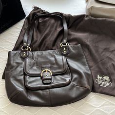 Rich Soft Dark Brown Leather With Gold Hardware. Lots Of Room. Nonsmoking Home. 11.5” Shoulder Drop. Includes Dust Bag. Wishlist 2024, Pretty Bags, Coach Leather, Dark Brown Leather, Christmas Wishlist, Coach Bags, Gold Hardware, Dark Brown, Brown Leather