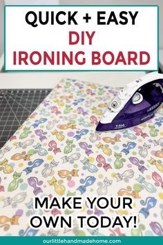 Learn how to make a DIY Ironing Board in 5 simple steps! Perfect for quilters and sewing enthusiasts who want a custom, easy-to-create workspace. Make Ironing Board Table, Sewing Room Ironing Board Ideas, Ironing Board Tables Diy, Diy Ironing Station, Homemade Ironing Board, Sewing Room Ironing Board, Diy Pressing Board, Diy Ironing Board Table, How To Make An Ironing Board Table