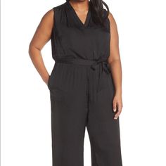 New With Tags Vince Camuto Rumpled Satin Jumpsuit (Plus Size) Details Slinky Rumpled Satin Flows And Glistens From This Chic Belted Jumpsuit With A Sharp V-Neckline And Clean Straight Legs. Hidden Back-Zip Closure - V-Neck - Sleeveless - Gathered Waist With Tie Belt - On-Seam Pockets - Lined - 100% Polyester - Hand Wash, Line Dry - Imported - Encore A6 Jumpsuit Plus Size, Belted Jumpsuit, Satin Jumpsuit, Belt Jumpsuit, Tie Belt, Vince Camuto, Pant Jumpsuit, Jumpsuit Romper, Straight Leg