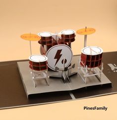 a paper model of a set of drums