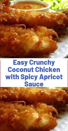 easy crunchy coconut chicken with spicy apricot sauce is an appetizer