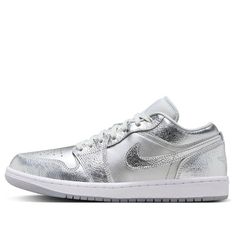 (WMNS) Air Jordan 1 Low SE 'Metallic Silver' FN5030-001 Wmns Air Jordan 1, Limited Edition Sneakers, Air Jordan 1 Low, Jordan 1 Low, Sport Sneakers, Air Jordan 1, Nike Jordan, Jordan 1, Air Jordan