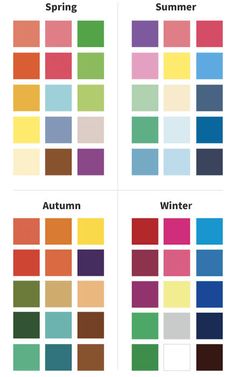 four different shades of the same color scheme for each type of paint, including autumn and winter