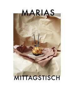 a poster with some food on it and the words martinas mittagstisch