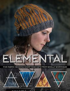 a woman wearing a knitted hat and looking down at something on the cover of an electronic magazine