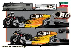 an image of a motorcycle with flames on the front and back sides in different stages