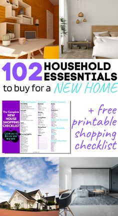 there are two pictures with the words 10 household essentials to buy for a new home