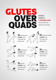 a poster showing how to do the glutes over quads