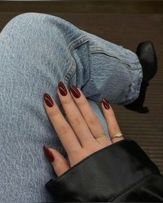 Winter/Fall dark red/burgundy/maroon long almond nails #naildesign #nails #nailart #nailaddict #nailartaddict #fallnails #winternails #winter #nailsoftheday Red Stiletto Nails, Dark Red Nails, Medium Nails, Acrylic Nail Set, Medium Almond, Nails Press, Winter Nails Acrylic, Easy Nails, Short Almond