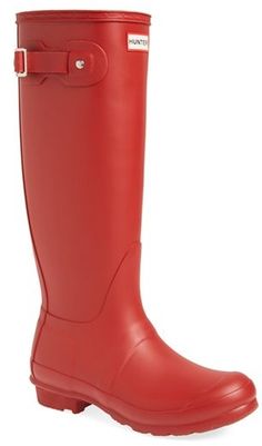 Hunter 'Original Tall' Rain Boot (Women) Combat Boots Knee High, Outfits With Grey Cardigan, Nordstrom Boots, Women's Combat Boots, Hunter Boots Outfit, Red Rain Boots, Wellies Rain Boots, Sorel Boots Womens, Rain Boots Women