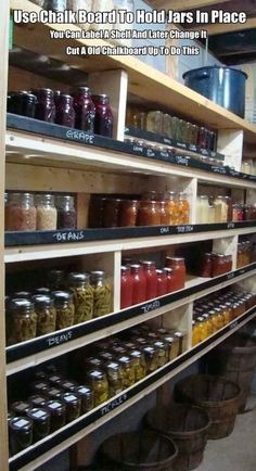 shelves filled with lots of different kinds of jars