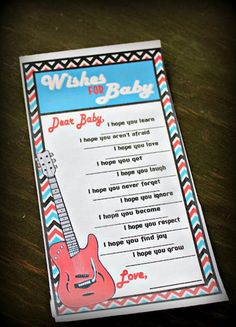 a baby shower game with a guitar on it