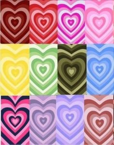 many hearts are arranged in different colors