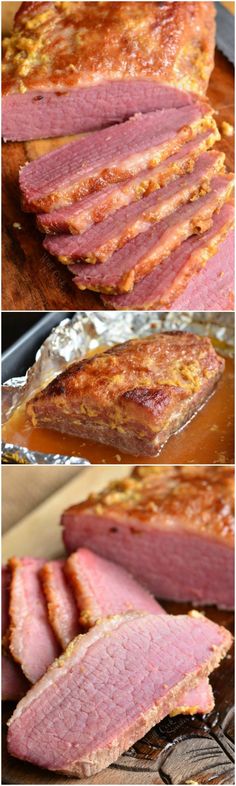 some meat is being cooked on top of tin foil and in the process of cooking