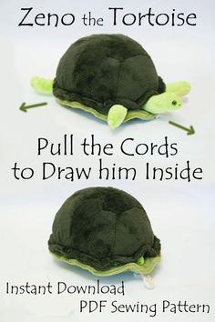 the instructions for how to make a stuffed turtle with an attached head and neck,