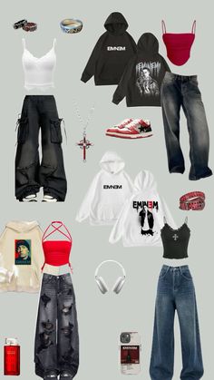 #eminem #eminemmerch #merch #outfits #y2k #streetstyle #baggy #trashy 2000s Fashion Outfits Casual, Eminem Girls, Merch Outfits, Eminem Merch, Eminem Style, Star Clothing, Outfits Y2k