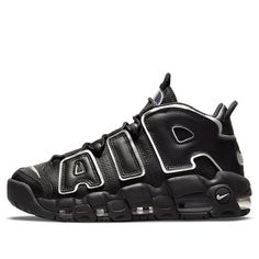 The Nike Air More Uptempo 'Black Metallic Silver' is a stylish sneaker that is perfect for any activity. Its sleek silhouette features a black upper with metallic silver accents, a unique Swoosh, and a removable tongue. The inspiration behind the design is the classic Air More Uptempo series, which is known for its bold and eye-catching designs. The sneaker is suitable for any activity, from running to casual wear. The Nike Air More Uptempo 'Black Metallic Silver' is a perfect combination of style and comfort that is sure to turn heads. (SNKR/Retro/Women's/High Top/Basketball/Wear-resistant) Nike Air More Uptempo, Nike Air More, Retro Basketball Shoes, Nike Design, Retro Women, Stylish Sneakers, Black Metallic, Silver Accents, Sketchers Sneakers