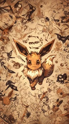 a drawing of a pikachu surrounded by other drawings