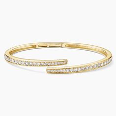 14K Yellow Gold Lab Diamond Wrap Bypass Bracelet | Sonya Promise Bracelet, Tacori Engagement Rings, Sleek Chic, Sister Bracelet, Open Cuff Bracelet, Ring Ideas, Rings Engagement, Jewelry Style, Engraved Bracelet