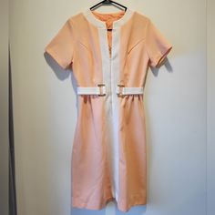 This Is A Vintage Dress In Vintage Size 12, So Be Sure To Know It Might Fit Differently Or A Smaller Size Then The Current Size Twelve. It Is Peach And White In Color. There Is A Zip On The Back. Montgomery Ward, Vintage Love, Vintage Dress, Fashion Makeup, Pink White, Vintage Dresses, Colorful Dresses, Size 12, Midi Dress