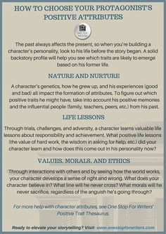 an info sheet describing how to choose your protagnistist's positive attributes