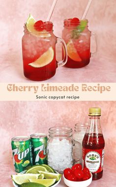 the ingredients for cherry limeade recipe are shown