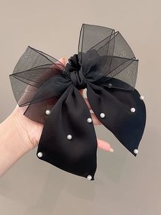 Negro  Collar  Acrílico   Embellished   Accesorios de Mujer Scarf Hair Tie, Hair Bows Diy Ribbon, Street Style Jewelry, Girls Hair Bows Diy, Quilling Work, Bow Fashion