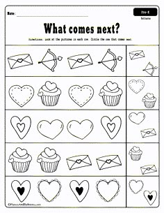 valentine's day worksheet with hearts and cupcakes to help students learn how