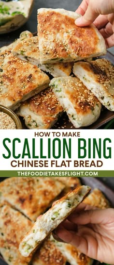 how to make scallion bing chinese flat bread with the title text overlay