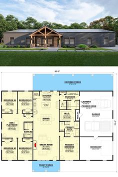 two story house plans with open floor plan and garage for the living room, bedroom and bathroom