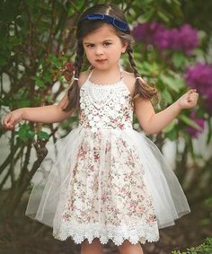 Just Couture Ivory Floral & Lace Della Halter Dress - Toddler & Girls | zulily Della Dress, Cheap Kids Clothes, Girls Couture, Colorful Dress, Toddler Girl Style, Toddler Girl Dresses, Sun Dress