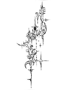 an ink drawing of a clock tower