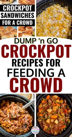 Feeding a Crowd? Try These Crockpot Recipes (just dump and go!) Crockpot Potluck, Potluck Meals, Crockpot Dump Recipes, Crockpot Appetizers, Easy Crockpot Dinners, Large Family Meals, Dump Meals, Crockpot Recipe, Potluck Dishes