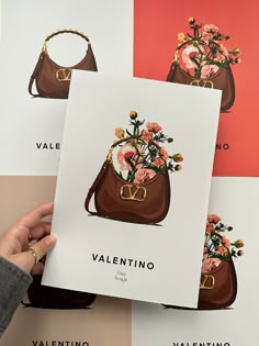 a person holding up a valentine's day card with flowers in the bag on it