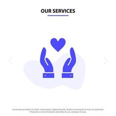 two hands holding a heart with the words our services on it in blue and white