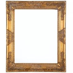 an ornate gold framed mirror against a white background