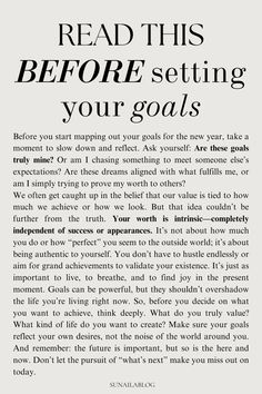 an advertisement with the words read this before setting your goals