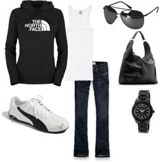 loveee<3 Game Outfit, Comfy Clothes, Clothes Outfit, Teenage Fashion, Pinterest Outfits, Football Game, Fashion Black