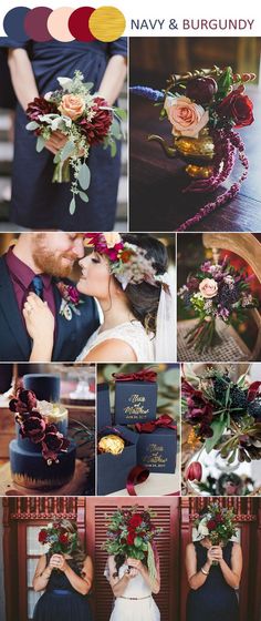 a collage of photos with different colors and flowers