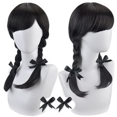 PRICES MAY VARY. 🎉🎉{Fashionable Style New Look}: Horror Style Halloween makeup party full wig, enables you to re-style and change up your look effortlessly, Length:17inch Weight: 0.56lb (Other style available in shop) 💪💪{Reliable Material}：The Halloween Costume wig is made of high quality heat resistant synthetic fiber which is heat-friendly, you can cut and flat iron, curl or straight it to your style. 😇📏{Breathable rose net and adjustable size}: The average Head size of this curly wig is Wig With Bow Hairstyle, Pretty Witch Wig, Cute Goth Wigs, Kawaii Wigs Black, Black Cosplay Wig, Quality Wigs, Pigtail Braids, Wig Stand, Hair Net