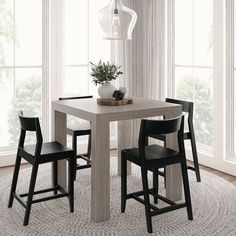 Whether you're hosting friends for a cozy dinner or just gathering around for a quick bite, our Counter Height Dining Set with 4 Chairs adds style and functionality to every get-together. This counter height table and chairs combines the durability of knot-free solid pine wood construction with a beautiful, textured wirebrush finish. The split three-panel design of this table offers a unique advantage, making it easy to disassemble and move between spaces. In addition to dining, this versatile k Modern Bar Height Dining Table, Bar Height Dining Table, Queen Bunk Beds, High Dining Table, Hosting Friends, Counter Height Dining Table, Cozy Dinner, Entryway Console Table, Counter Height Table