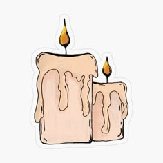 a drawing of a candle with two candles sticking out of it's sides sticker